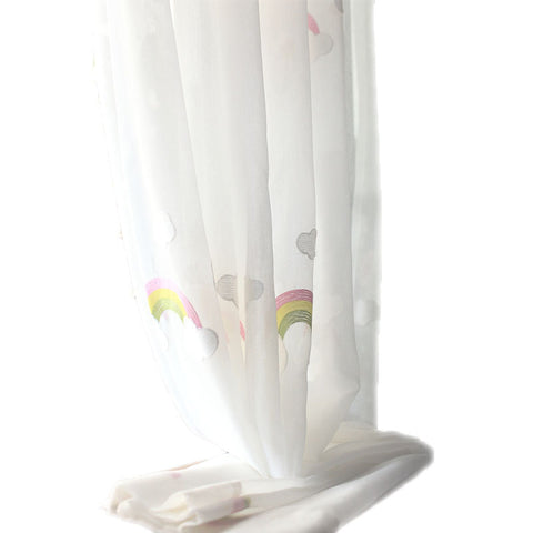 Rainbow Meadow Embroidered Cotton Gauze Curtain