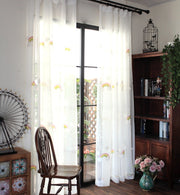 Rainbow Meadow Embroidered Cotton Gauze Curtain