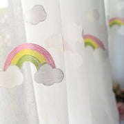 Rainbow Meadow Embroidered Cotton Gauze Curtain